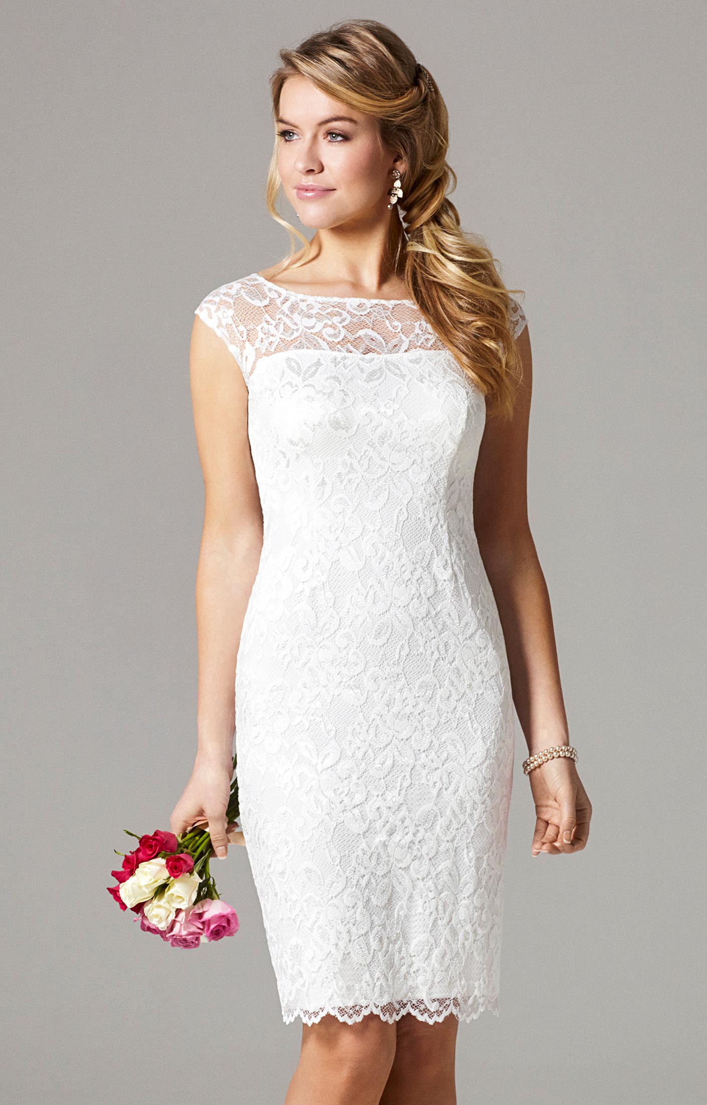 Amber Wedding Dress Short Ivory - Wedding Dresses, Evening Wear