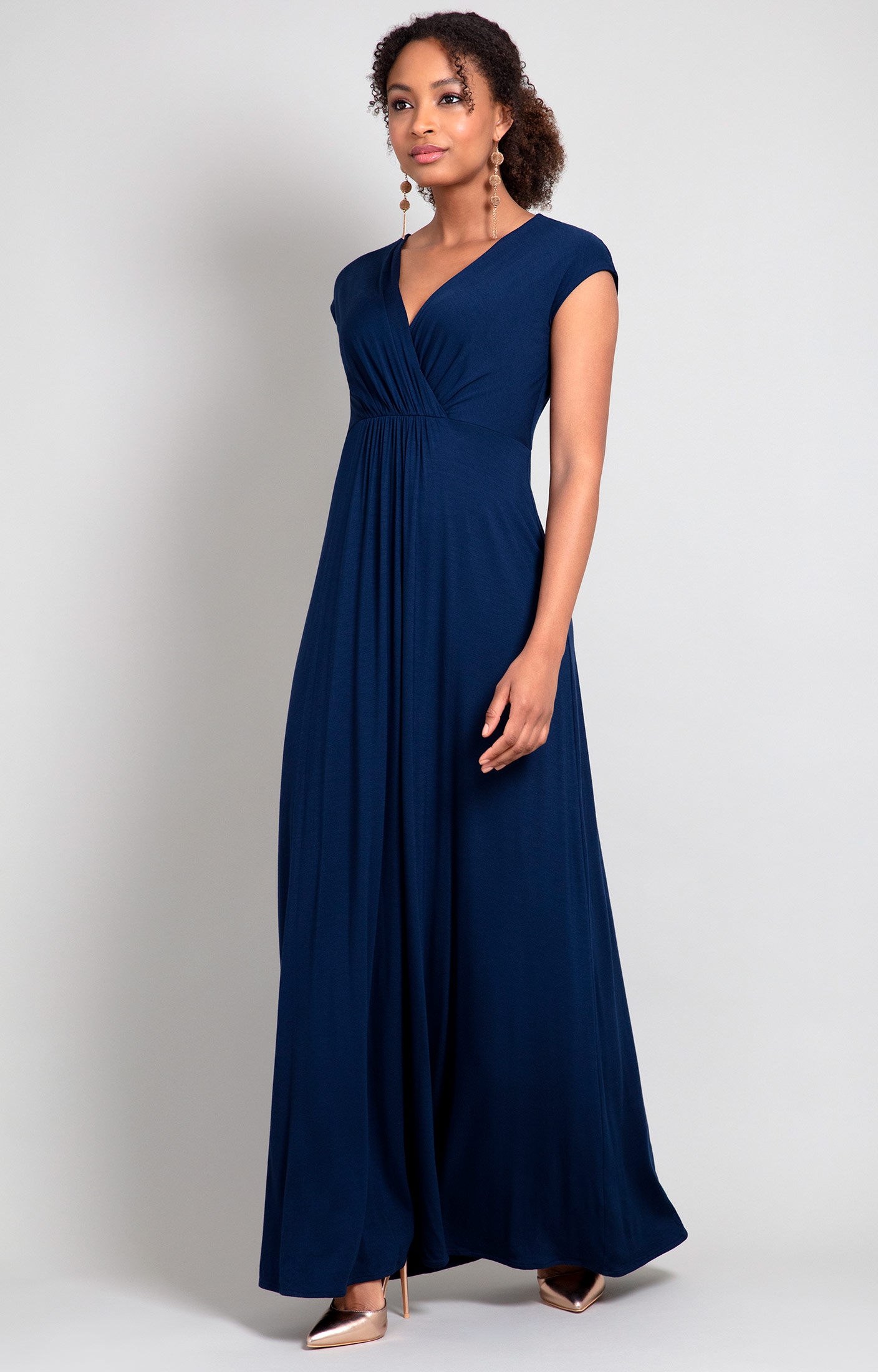 Dark Blue Prom Dress 2023 A-line Strapless Satin with Pleats –  AnnaCustomDress