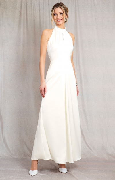 Gia Halter Neck Gown (Ivory) by Alie Street