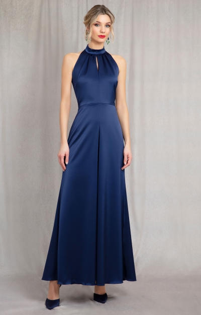 Robe longue Gia à dos nu (Bleu Nuit) by Alie Street