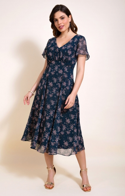 Miranda Dress (Ditsy Navy Floral) by Alie Street