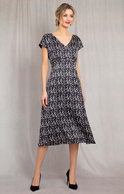 Nova Satin Dress (Monochrome Flourish) by Alie Street