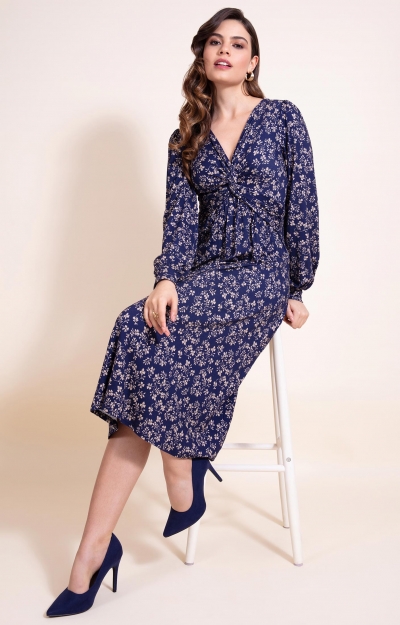 Mollie Knot Midi Dress (Midnight Bloom) by Alie Street