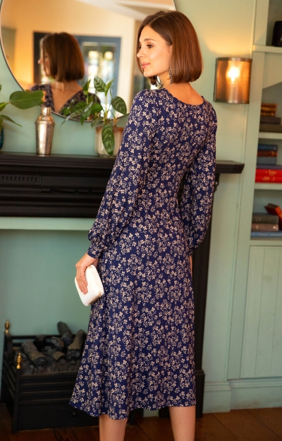 Mollie Knot Midi Dress (Midnight Bloom) by Alie Street