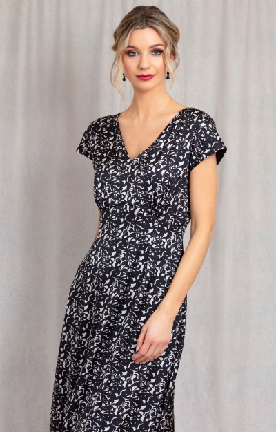 Nova Satin Dress (Monochrome Flourish) by Alie Street