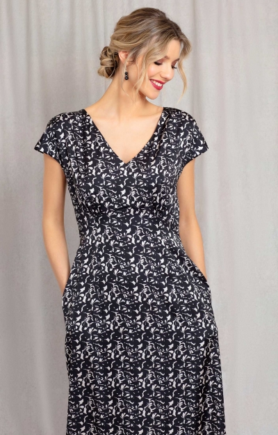 Nova Satin Dress (Monochrome Flourish) by Alie Street