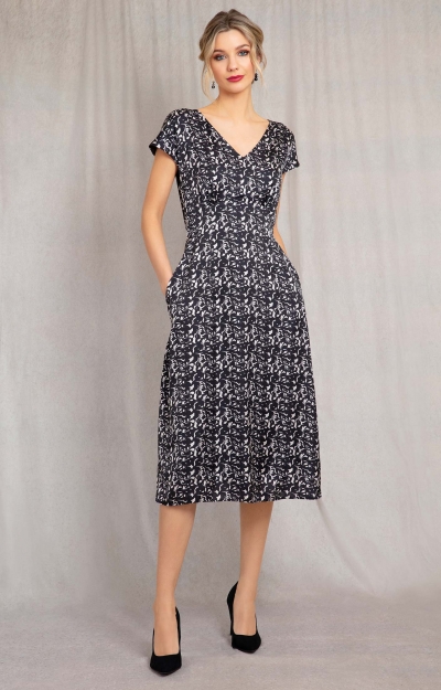 Nova Satin Dress (Monochrome Flourish) by Alie Street