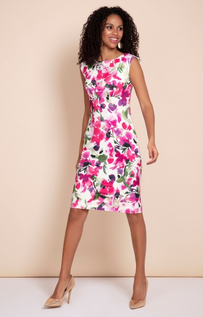 Robe droite Pippa Petite (Fleurs Fuchsia) by Alie Street