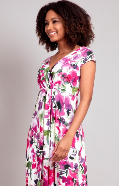 Robe Sophia longue petite (Fleurs Fuchsia) by Alie Street