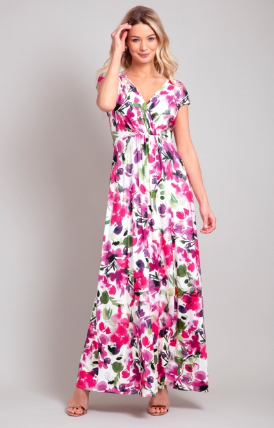 Sophia Maxi Dress Petite (Fuchsia Florals) by Alie Street