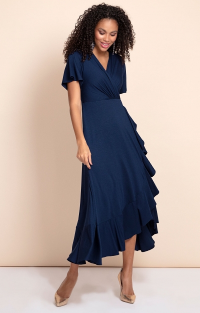 Kleid Wasserfall Petite (Marineblau) by Alie Street