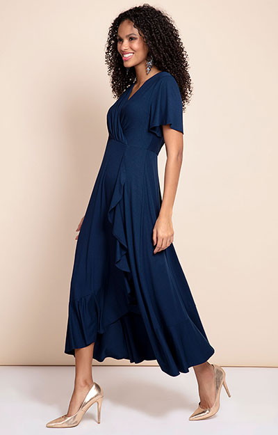 Kleid Wasserfall Marineblau by Alie Street